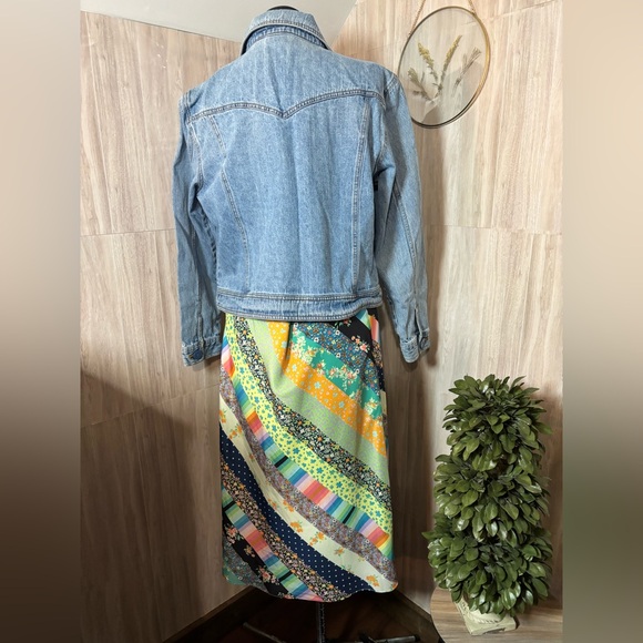 Steve Madden Charmeuse Midi Slip  Skirt Patchwork Floral Size L - Picture 2 of 9